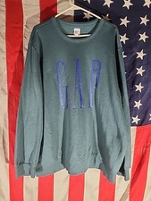 90s Style Gap Big Logo Crewneck Sweatshirt Green Blue Size XXL 2XL Streetwear