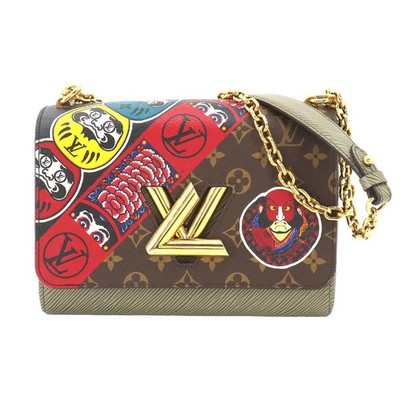 LOUIS VUITTON Epi Monogram Twist MM Shoulder Bag Leather Khaki
