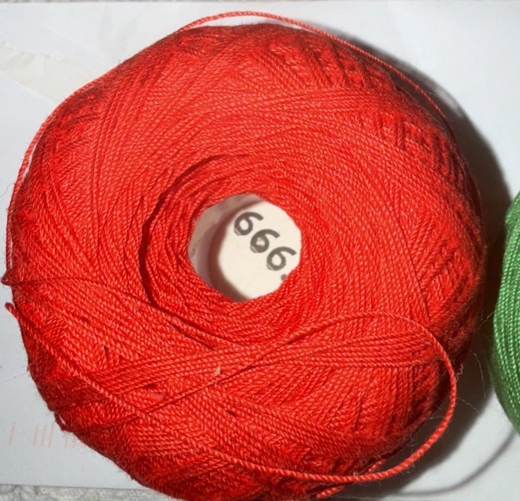 2 Crochet 100% Cotton 1 Red And 1 Green No 20 Cebelia 50g 405 Yds Colors 999 701 - Image 3 of 4