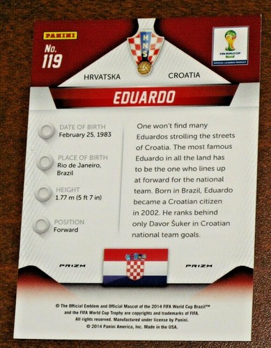 2014 Prizm World Cup Eduardo Red White Blue Plaid RWB Prizms Croatia - Picture 2 of 2