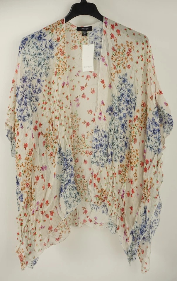 Nueva Chaqueta Karen Kane Brillante Playa Frente Abierto 138$ Ligera Floral Talla M/L Foto 2 de 4