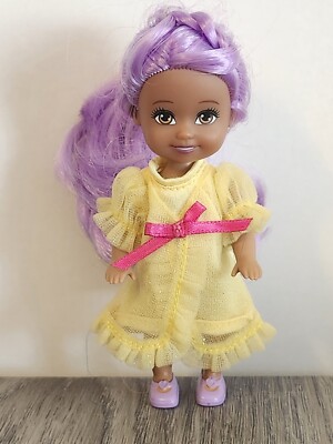 Zuru Sparkle Girlz Funville Little Friends Doll Purple Hair w/ Yellow Dress