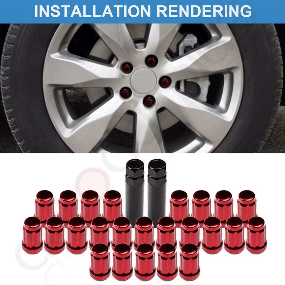 24 tuercas rojas 6 estrías + 2 llaves 12x1,5 mm para Toyota Highlander 2001-2016 Foto 3 de 4