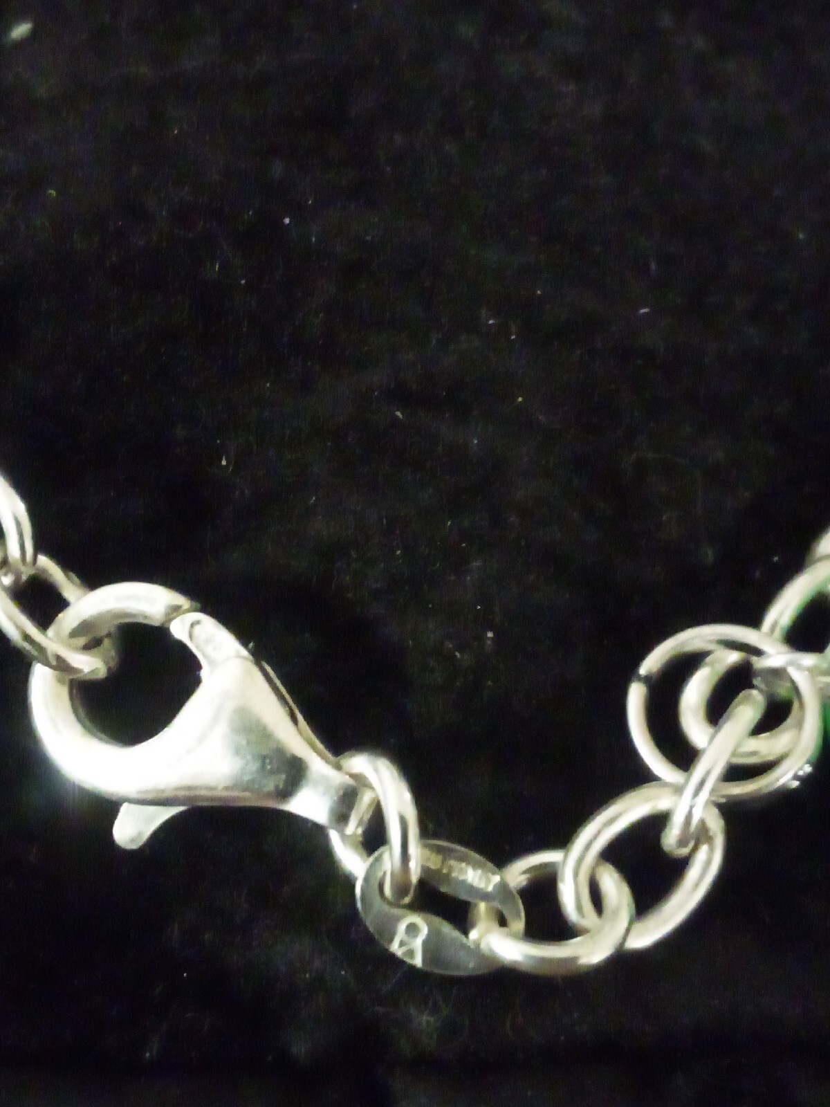 925 Solid Silver Loop Bracelet With Cloudy Green … - image 4