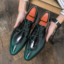 Men Business Dress Shoes Patent leather Pointed Toe Lace-Up Male Footwear shoes