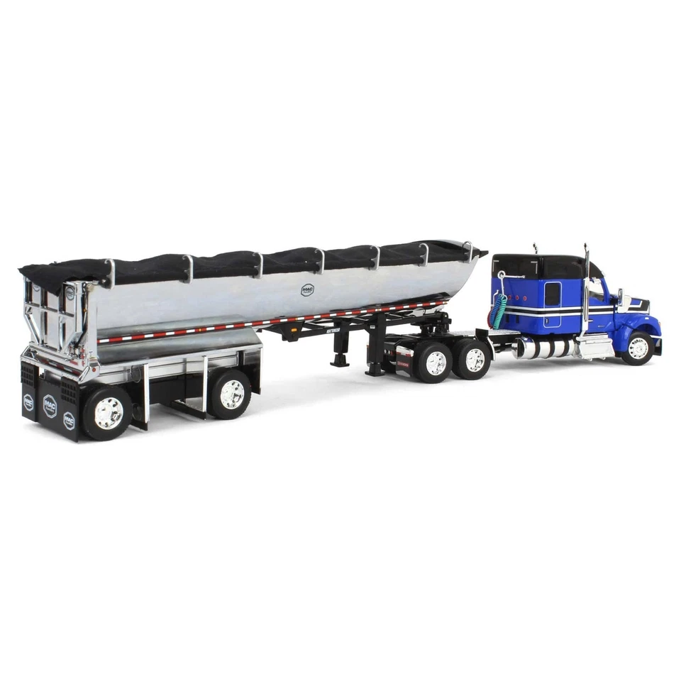 PREORDER DCP By FIRST GEAR 1:64 Blue and Black Kenworth W990 with Chrome MAC End - Image 3 of 4