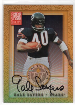 2000 Donruss Elite Passing Torch on card Auto Gale Sayers Edgerrin James # d 1/3