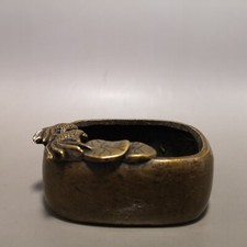 Collectible Chinese old copper handmade carve goldfish statue exquisite Pen Wash
