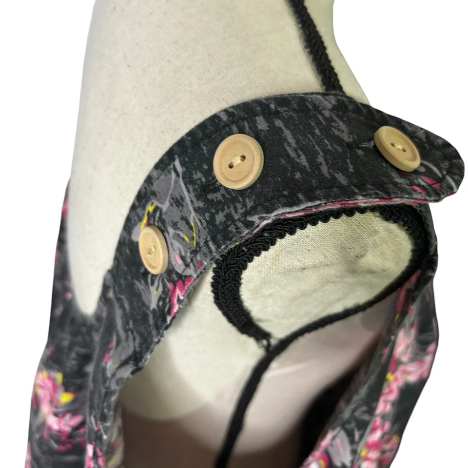 Vestido Anthony Richards 2X Negro Estampado Floral Correas Ajustables Bolsillos Foto 4 de 4