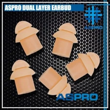 5x ASPRO DUAL TWO DOUBLE LAYER EAR BUD TIP INSERT SILICONE PLUG RADIO EARPIECE