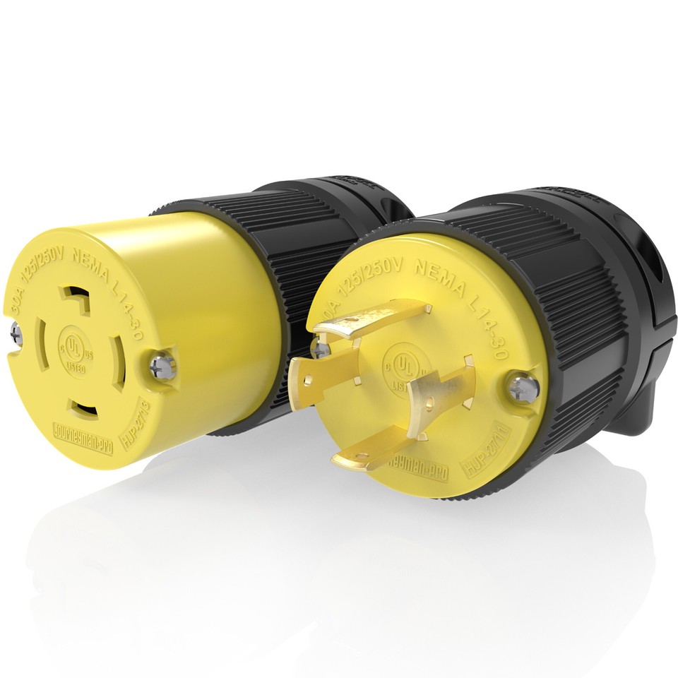 NEMA L14-30 Plug and Connector Set Industrial Grade 30 Amp 250 V L1430P ...