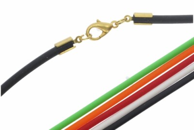 Gold matt - Roma Kautschuk Halskette 3mm - Farbauswahl - VS189 Karabiner 38-100