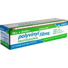 Polyvinyl Films All Purpose Food Wrap, Cutter Box, 18"W x 3000'L