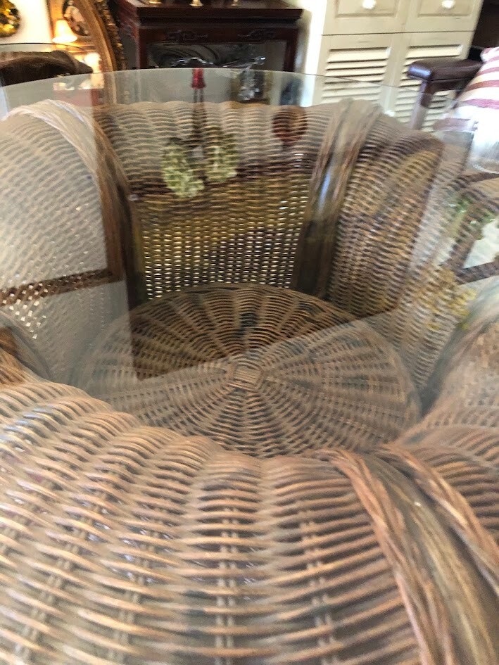 Vintage BambooWicker Round Table eBay