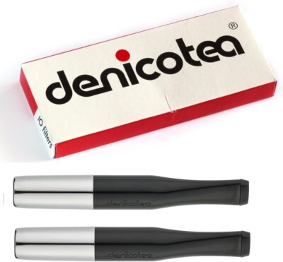 2 x Denicotea Zigarettenspitze Cigarette Holder black + 10 Filter