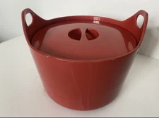 Rosenlew Finland Timo Sarpaneva Red Enamel Cast Iron Covered Casserole Pot