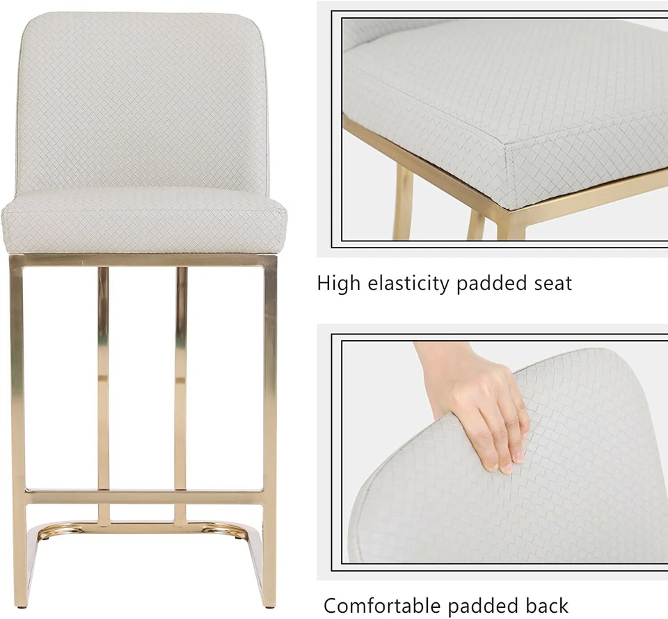 24'' Bar Stools Counter Height Dining Chairs Upholstered Modern Indoor Barstool - Image 2 of 4