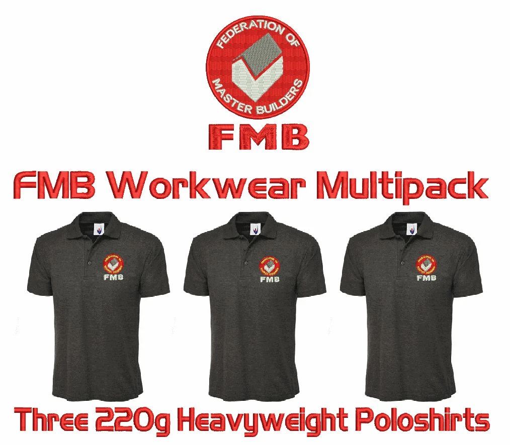 Multipack of 3 Workwear Personalised Poloshirts. FREE LOGO & YOUR OWN LETTERING!
