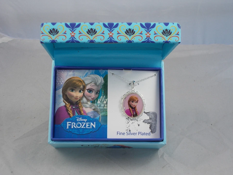 Disney Frozen Anna Plateado Camafeo Collar Cartón Espejo Joyero Foto 3 de 4