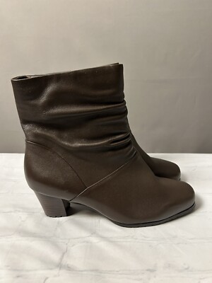 David Tate Kona Leather Boot Womens Sz 9.5 WW Brown Arch Support Mid Calf