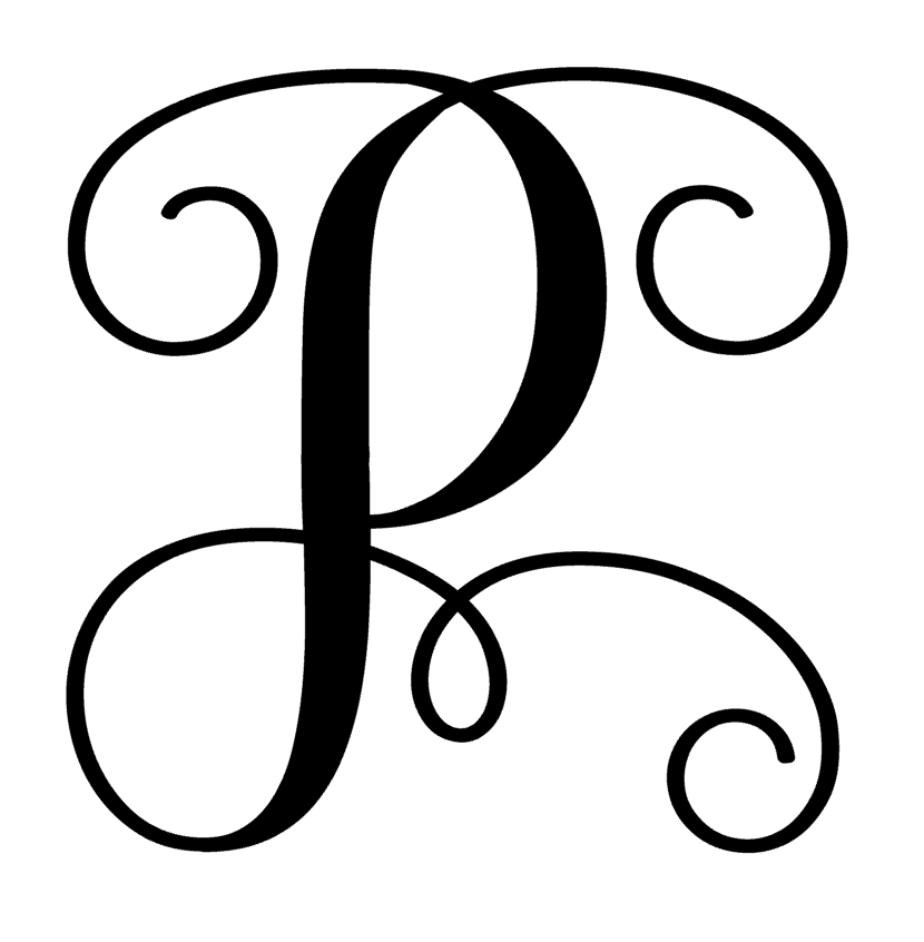 Scroll Monogram Letter P Vinyl Decal Sticker For Home Cup Mug Car Wall a1062