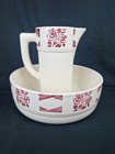 Ancien Broc Et Cuvette De Toilette Faience Badonviller Art Déco Fleurs