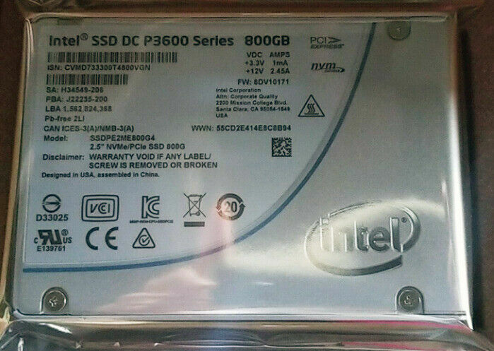 800GB Intel SSD P3600 NVME Server DC SSDPE2ME800G4 2,5