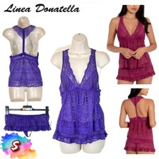 NWT Linea Donatella S 2-Pc. Stretch Lace Cami  Shorts Lingerie Set CBE090 58