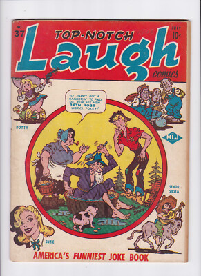 TOP-NOTCH LAUGH COMICS #37 [1943 GD] BATH COVER!   POKEY OAKEY