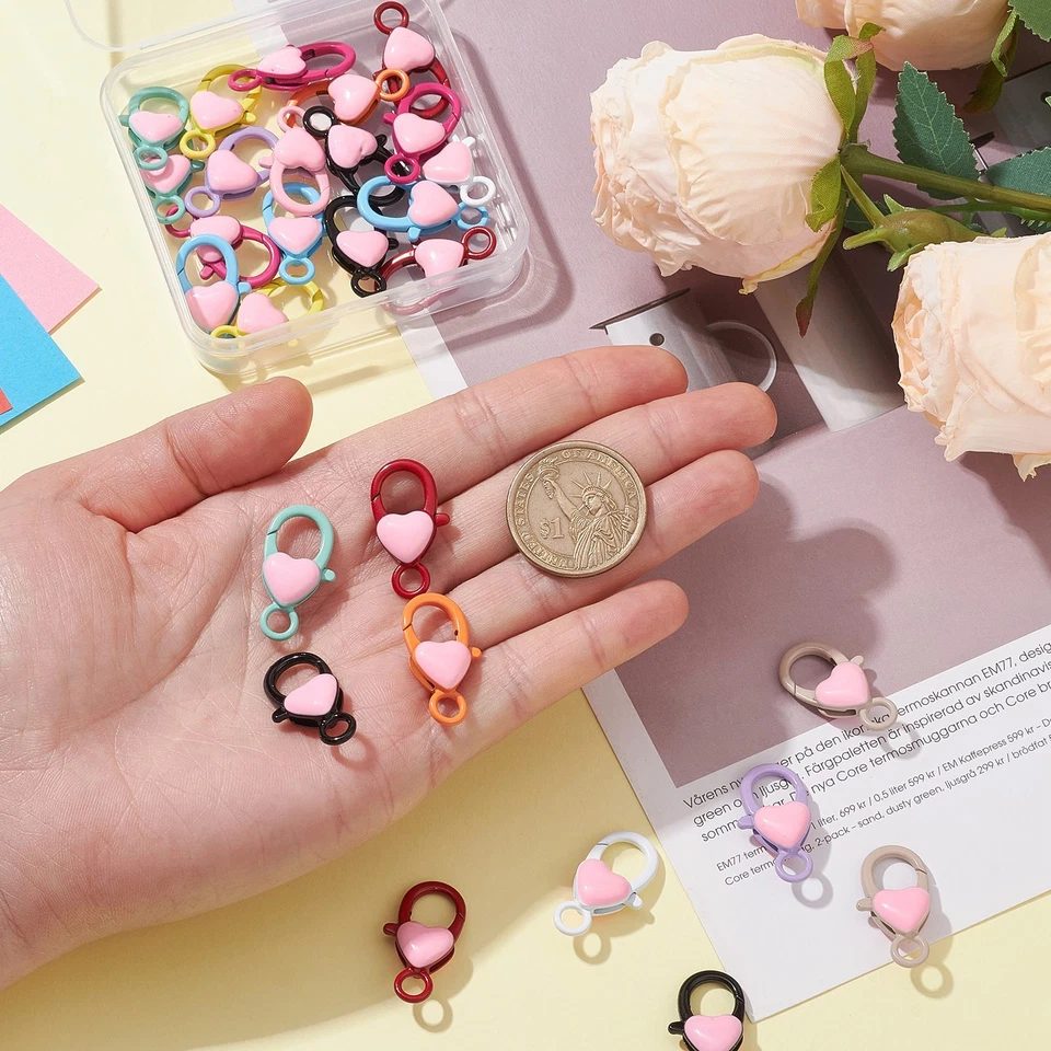 30pcs Heart Lobster Claw Clasps Colorful Jewelry Clasps Heart Lobster Clip Hook - Image 4 of 4