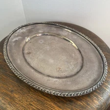 Antique Ellis Barker Silverplate Tray Braided Edge Salver Platter 7.5x10 Silver