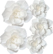 ANSOMO White Paper Flowers Artificial 3D Wall D cor Wedding Birthday Bridal Bab