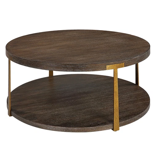 Uttermost Palisade Round Wood Coffee Table - Picture 3 of 5