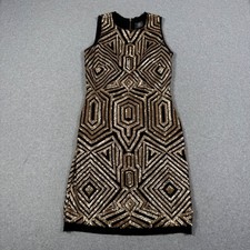 Vince Camuto Womens Gold Sequin Art Deco Sheath Party Cocktail Dress Size 4