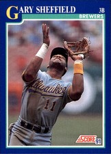 Gary Sheffield 1991 Score #473 Milwaukee Brewers FREE SHIPPING AutographDen