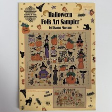 Halloween Folk Art Cross Stitch Sampler, Harv...