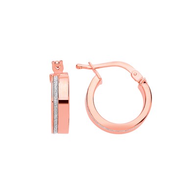 Rose Silver Jewelco London Square Tube Moondust Groove Hoop Earrings 14mm