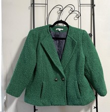 Cabi Ivy Green Wool Blend Boucle 3/4length Sleeves Blazer Jacket