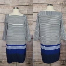 Zara Striped Pockets Color Block Dress Small
