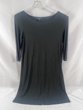 Eileen Fisher T-Shirt Dress Black 3/4 Sleeve A-Line Size Small