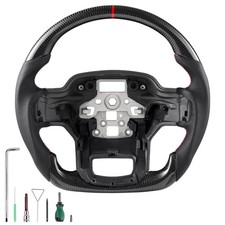 Steering Wheel for 2021-2024 Ford F150, Carbon Fiber Steering Wheel D-Shap