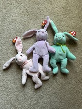 TY Beanie Baby Bunnies, 3, With Tags Hippity, Hoppity, Floppity