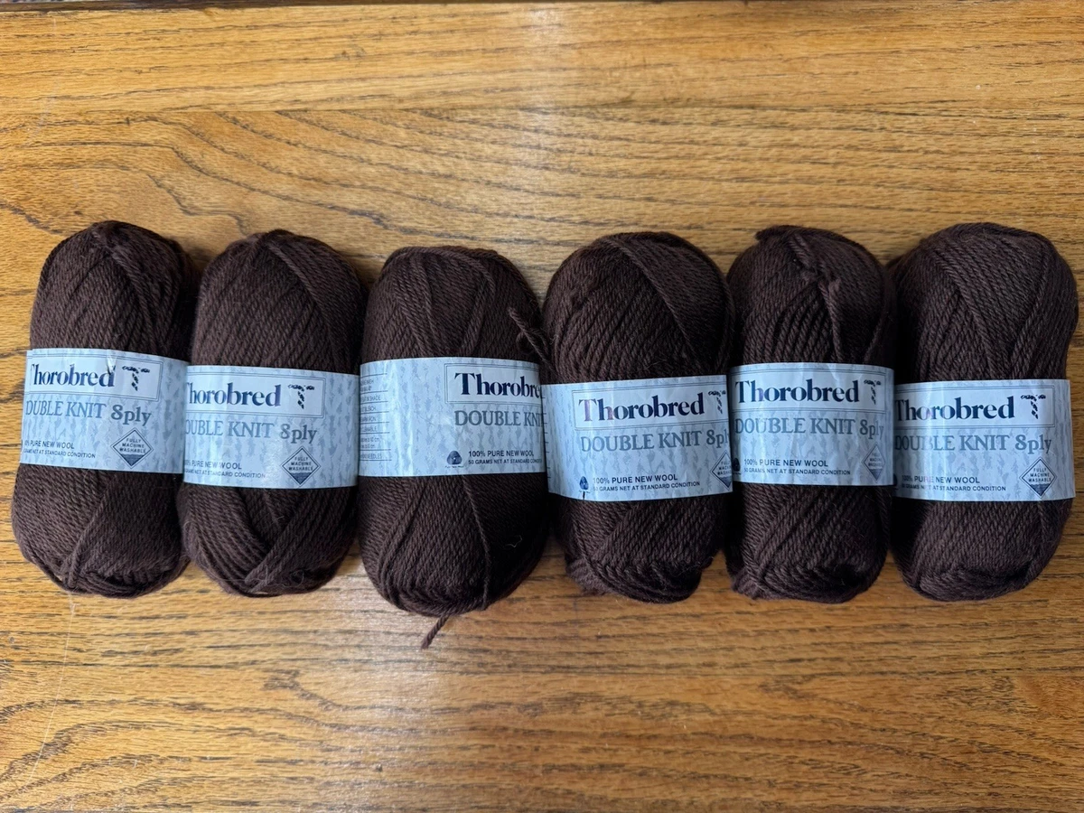 "THOROBRED"DOUBLE KNIT*8PLY*50GRX6~100%WOOL~BROWN BALLS~BNWT*NEW ZEALAND*