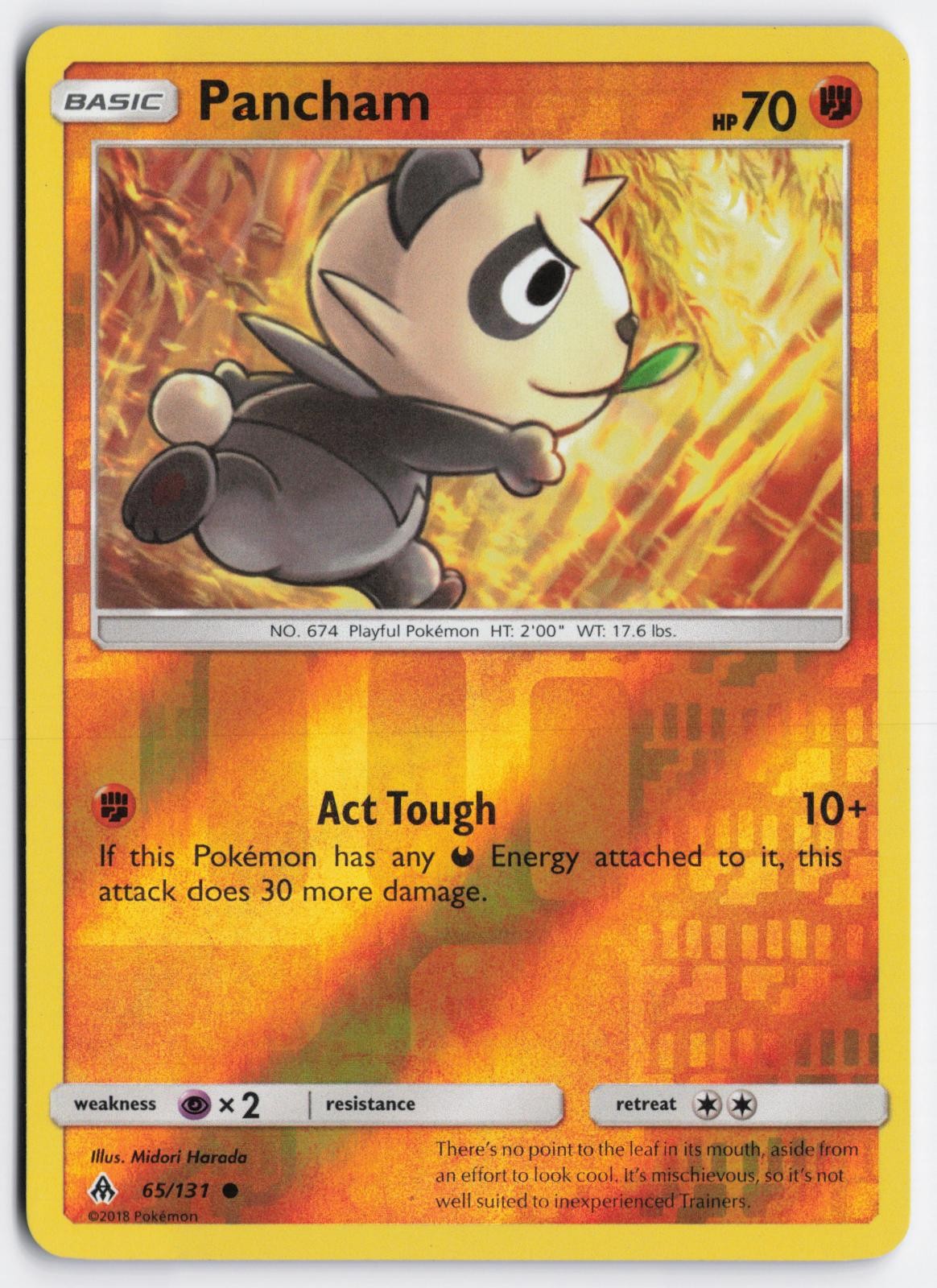 Pancham 65/131 Common Forbidden Light Pokemon Reverse Holo Lightly Played