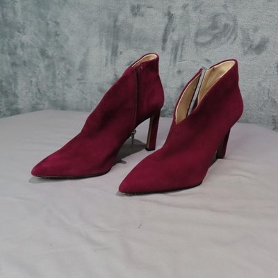 Vince Camuto Boots Womens Size 7 Burgundy Suede Booties Stiletto VC-SESTRIND