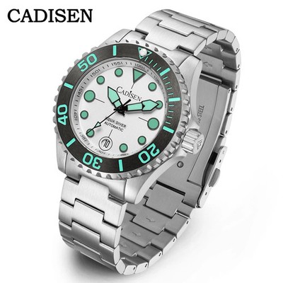 CADISEN AQUA DIVER Men's Automatic Watch NH35A 100M Waterproof Sapphire 40mm