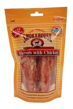 Smokehouse Aries Chicken Skewers Natural Smoked Reseal Bag Dog Treats 4 oz