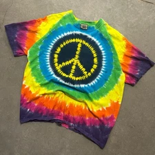 2009 Liquid Blue Tie Dye Peace Sign T-Shirt Size M