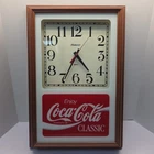 Vtg Hanover Quartz Coca-Cola Classic Wall Clock 18.5”x 12.5”Wood Frame Tested