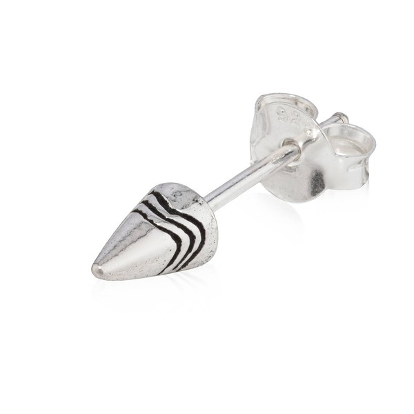 Einzelohrstecker Spitze 925 Silber Oxidiert Kleine Gothic Ohrring 5Mm Ohrschmuck-image